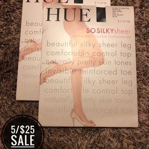 🔺HUE So Silky Sheer Control top BLK hose 2 NWT